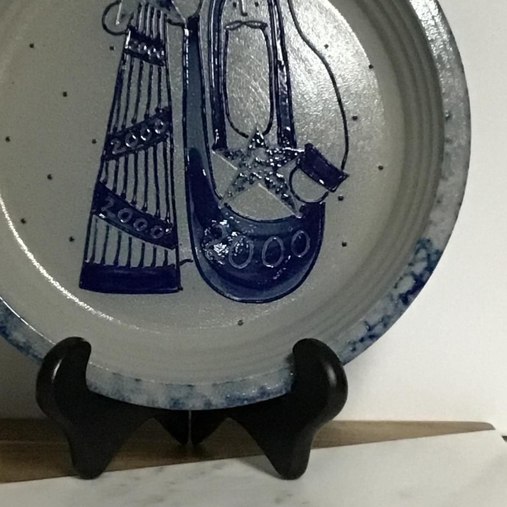 Vintage Eldreth Salt Glaze Santa Christmas Tree Stoneware Plate 2000 11"Folk-Art - Picture 3 of 9